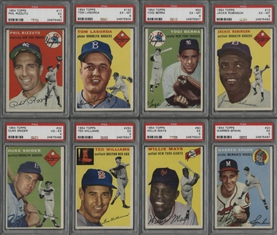 1954 Topps Hall of Famers PSA-Graded Collection (8 Different) Including Mays, Robinson and Williams